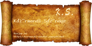 Körmendi Sándor névjegykártya