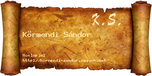 Körmendi Sándor névjegykártya