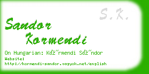 sandor kormendi business card